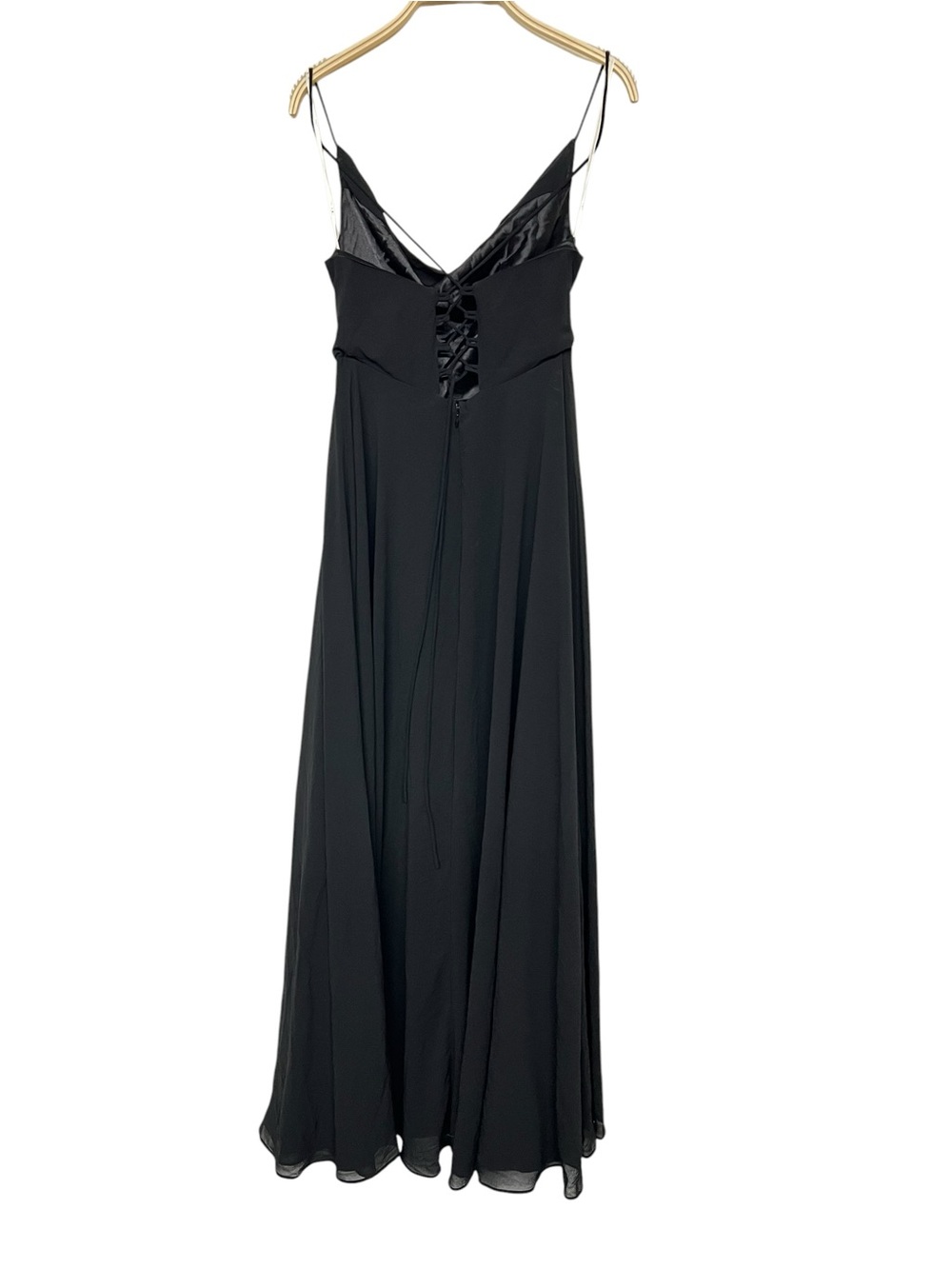 New Lulus Romantically Speaking Elegant Black Cowl Neck Lace Up Back Maxi Dress - Picture 5 of 6